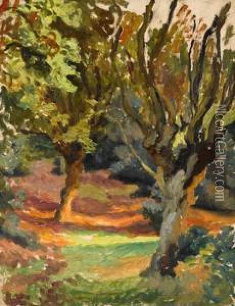 A Woodland Path-epping Forest Oil Painting - Roger Eliot Fry