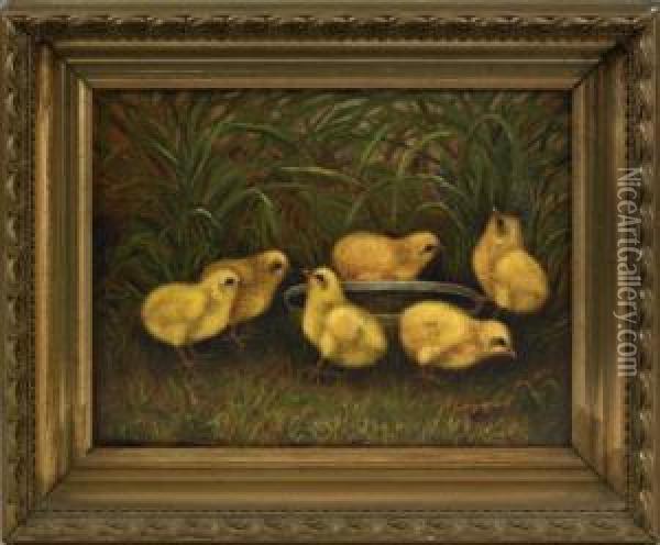 6 Chicks Oil Painting - Ben Austrian