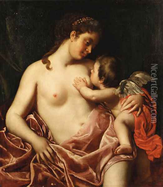 Venus and Cupid Oil Painting - Venetian School