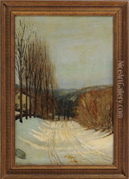 A Snowy Road Oil Painting - James Francis Brown