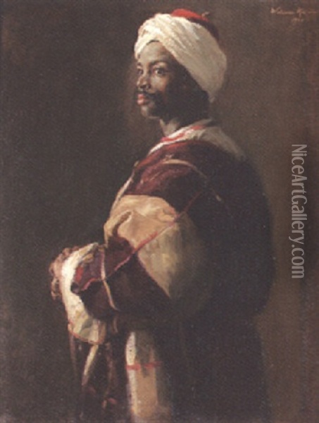 Portrait Of A Maroccan Gentleman Oil Painting - William Kneen