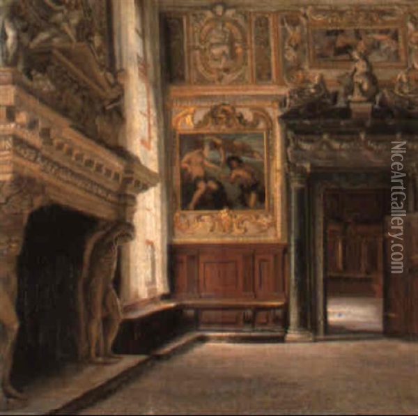 Sala Dell'anticollegio, Palazzo Ducale, Venezia Oil Painting - Adolf Heinrich Claus Hansen