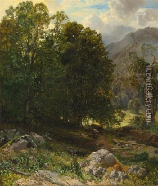 Aus Der Ramsau Oil Painting - Emil Jacob Schindler