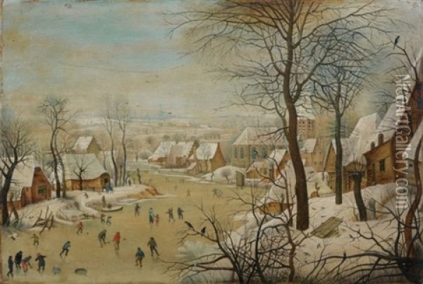 Paysage A La Trappe Aux Oiseaux Oil Painting - Pieter Brueghel the Younger