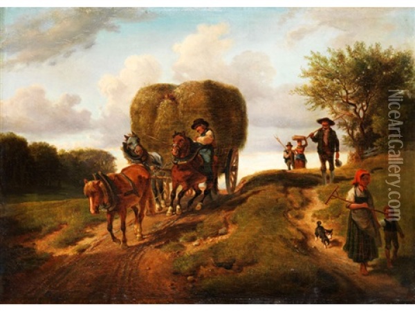 Die Heimkehr Von Der Heuernte Oil Painting - Hermann Kauffmann the Elder