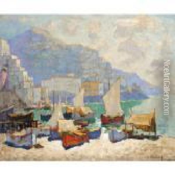 View Of Amalfi Oil Painting - Konstantin Ivanovich Gorbatov
