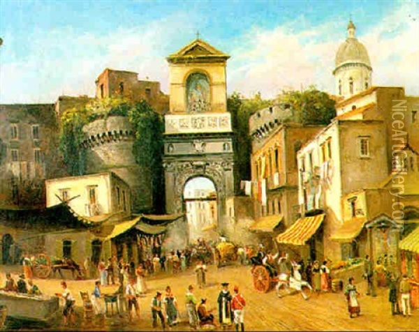 Porta Capuana Oil Painting - Giuseppe Castiglione