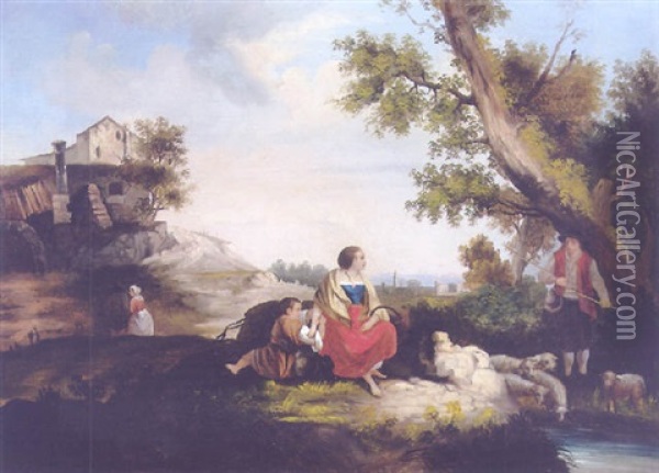 Szene In Sudlicher Landscahft Oil Painting - Carl Ludwig Friedrich Wagner