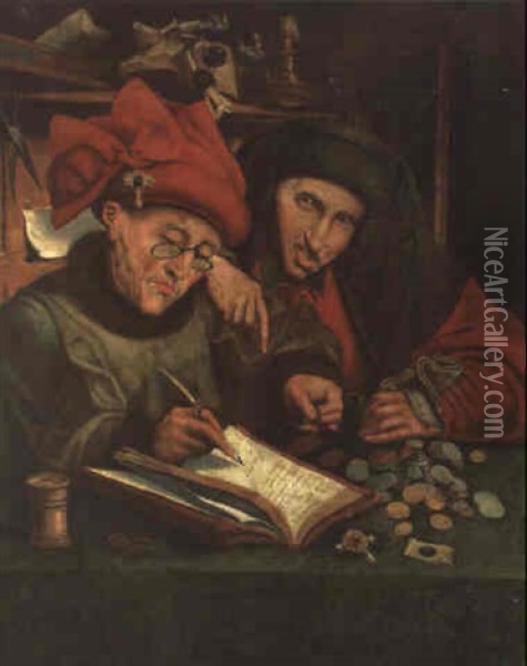 Die Steuereinnehmer Oil Painting - Marinus van Reymerswaele