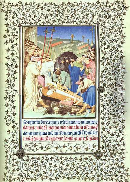 Belles Heures de Duc du Berry -Folio 95- The Burial of Diocres 1408-09 Oil Painting - Jean Limbourg