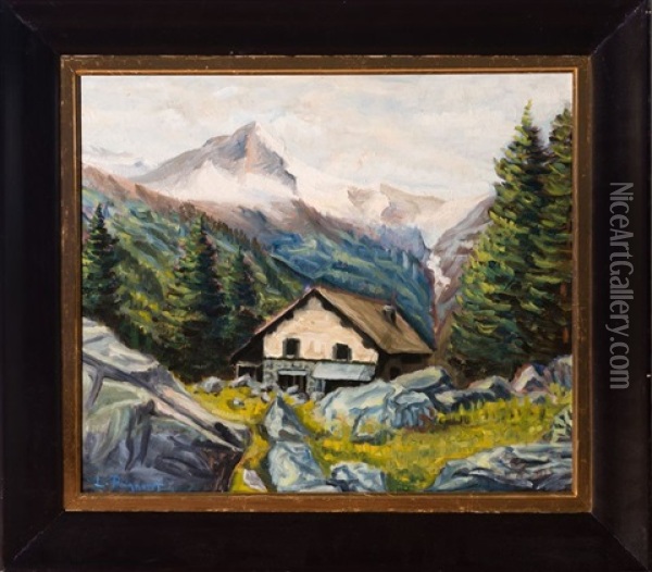 Chalet Au Creux Des Montagnes Oil Painting - Lucien Poignant