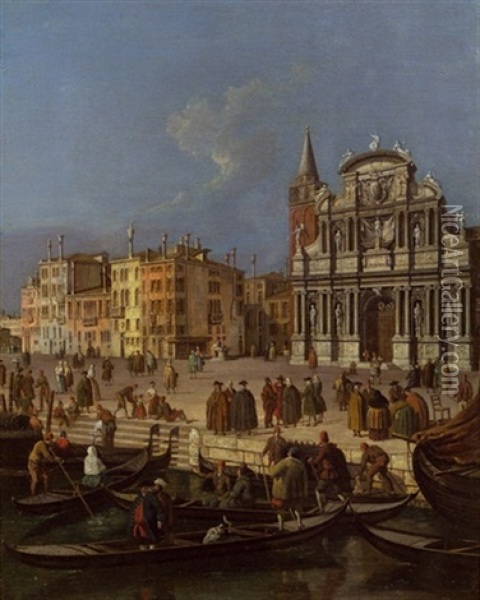 Venezianisches Capriccio Mit Der Kirche Santa Maria Zobenigo Oil Painting - Giacomo Guardi