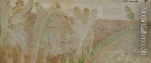 Tobias and Three Angels Oil Painting - Jacek Malczewski