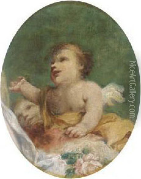 Amorini Oil Painting - Giovanni Antonio Pellegrini