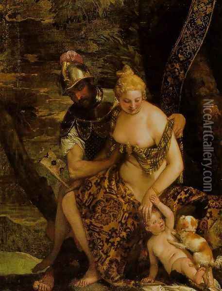 Mars and Venus with Cupid and a Dog Oil Painting - Paolo Veronese (Caliari)