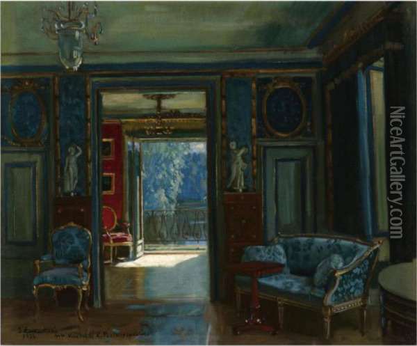 Sunlit Interior Oil Painting - Stanislaw Zukowski