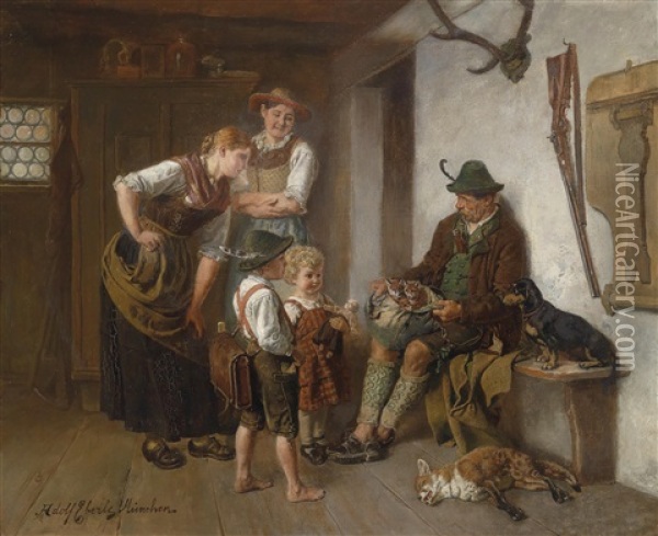 Heimkehr Des Jagers Oil Painting - Adolf Eberle