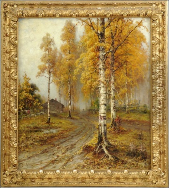 Golden Autumn Oil Painting - Yuliy Yulevich (Julius) Klever