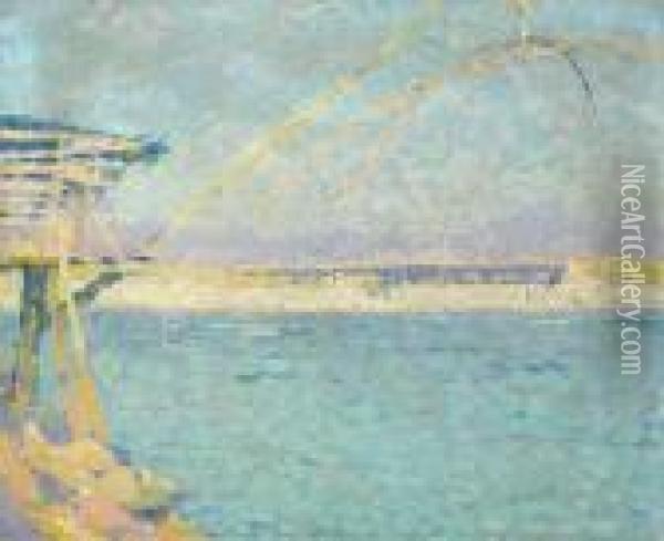 A View Of Perkins Cove, Ogunquit, Maine Oil Painting - Charles Herbert Woodbury