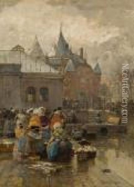 Amsterdamer Fischmarkt Oil Painting - Hans Herrmann