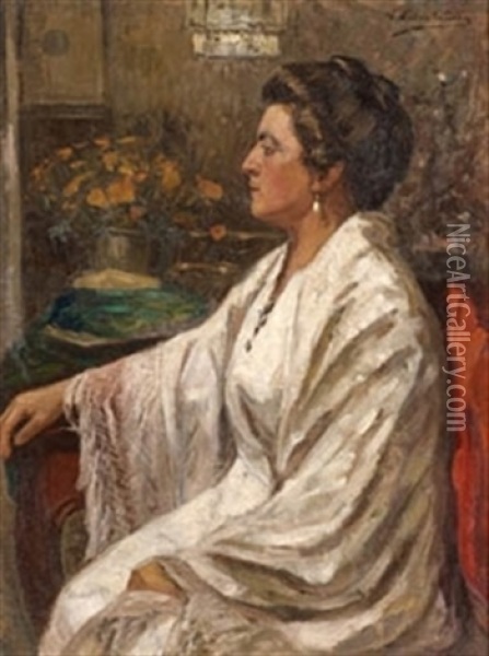 Dama Con Manton Oil Painting - Vicente Nicolau Cotanda