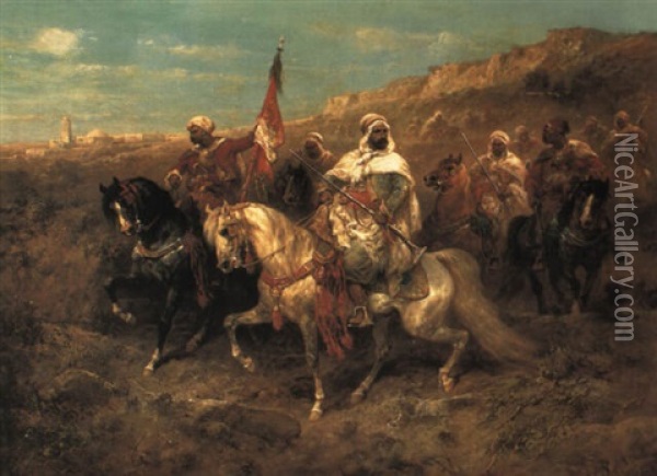 A Regal Procession Oil Painting - Adolf Schreyer