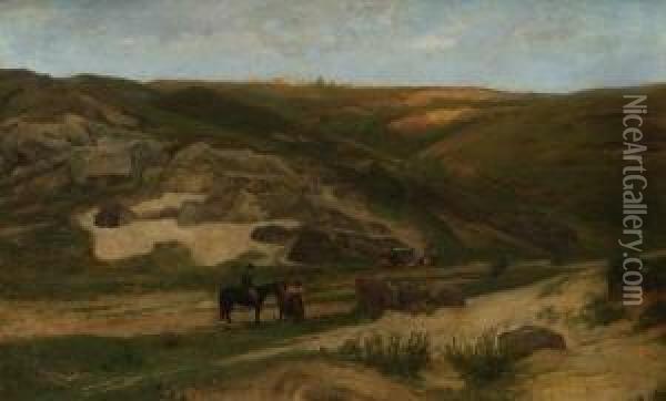 Abendstimmung In Einem Felsigen
 Tal Oil Painting - Konrad Ludwig Lessing