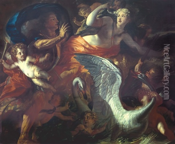 Venere Chiamata Da Marte Lascia Adone Per Raggiungere L'olimpo Oil Painting - Charles Dauphin