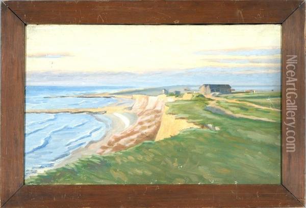 A Danish Coastal Scenery Oil Painting - Kristen Bjerre