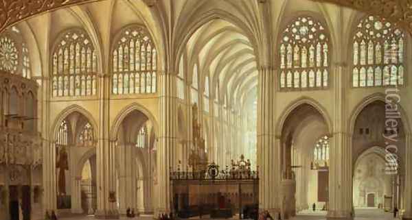 The interior of Toledo Cathedral Oil Painting - Francisco Hernandez Y Tome
