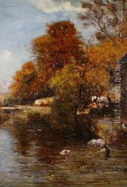 The Duck Pond Oil Painting - Joshua Anderson Hague