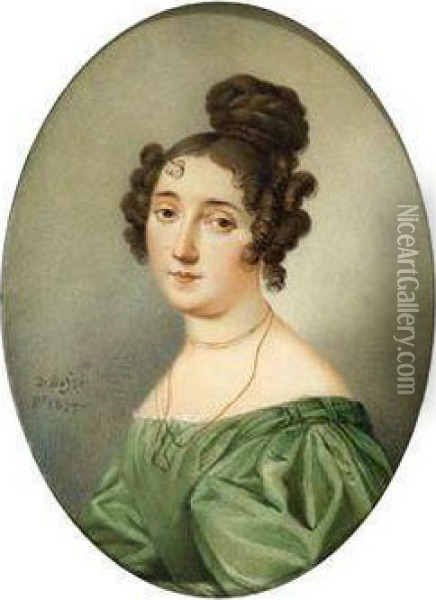 Bildnis Einer Jungenfrau In Grunem Kleid Oil Painting - Giovanni Domenico Bossi