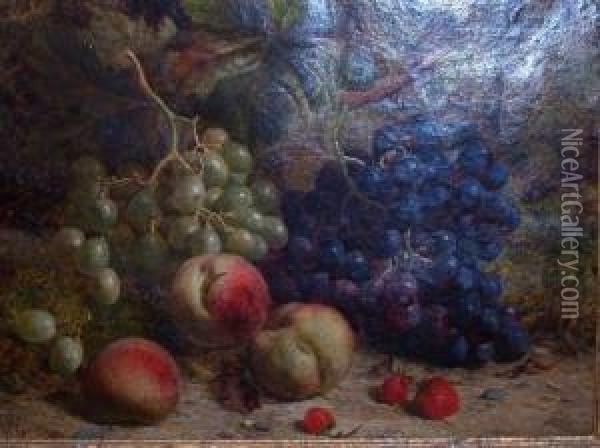 Still Life With Fruit On A Mossy Bank Oil Painting - William Hughes