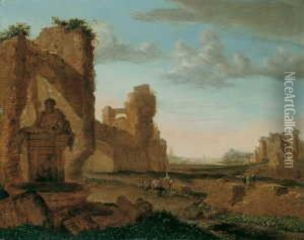 Sudliche Landschaft Mit Ruinen. Oil Painting - Dirck Verhaert