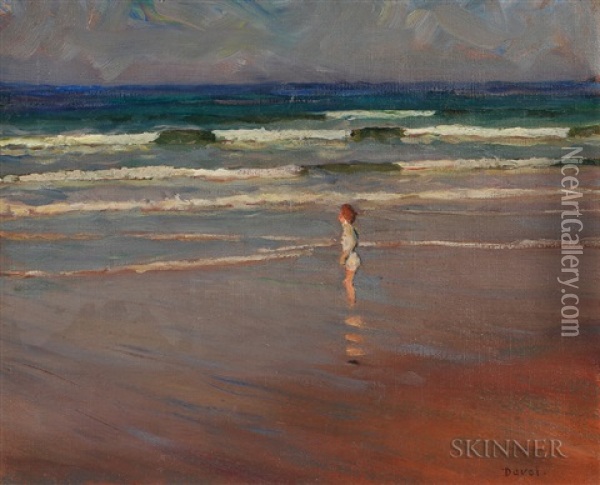 In The Surf Oil Painting - Joseph Davol