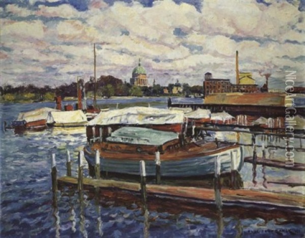 Boote An Der Havel In Potsdam Oil Painting - Philipp Franck