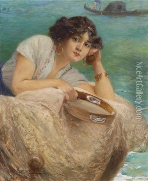 Venezianerin Oil Painting - Sigmund Vajda