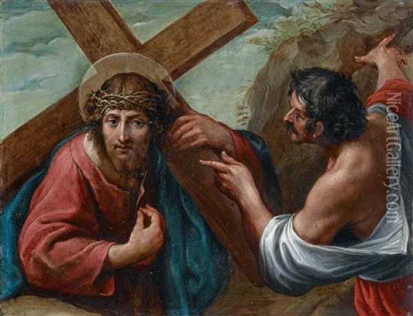 Christ Carrying The Cross Oil Painting - Alessandro Tiarini