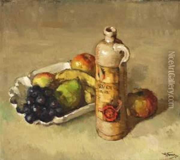 Fruitschaal Met Druiventros En Peren Oil Painting - Abraham Fresco