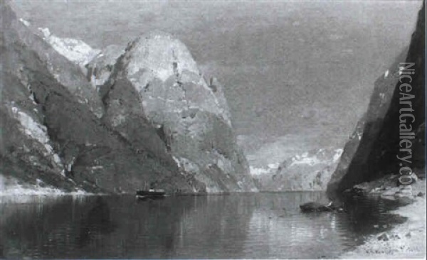 Norwegische Fjordlandschaft Oil Painting - Georg Anton Rasmussen