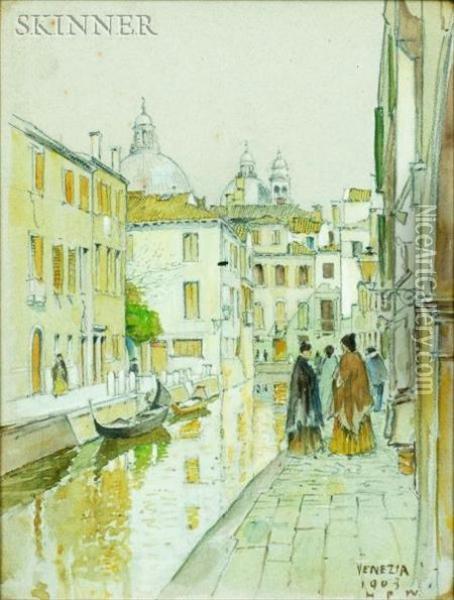 Venetian Canal Oil Painting - Herbert Parsons Weaver