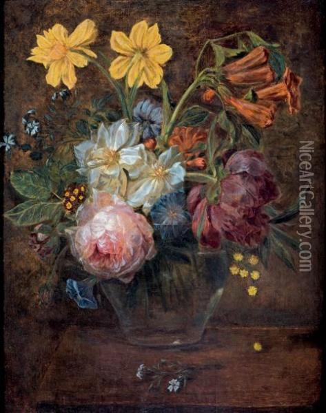 Bouquet De Fleurs Dans Un Vase Oil Painting - Joseph Laurent Malaine
