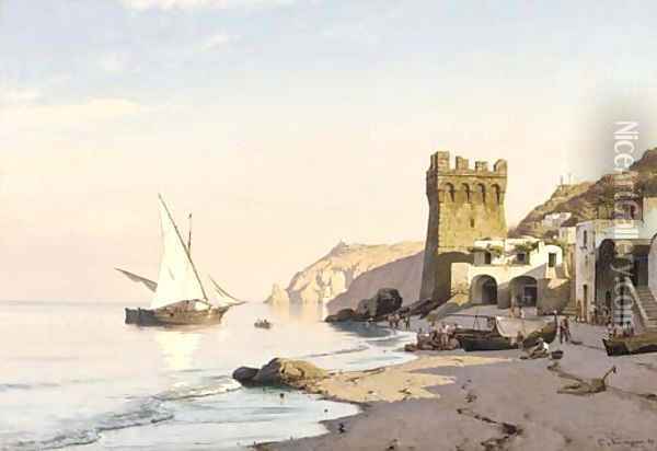Amalfi bay Oil Painting - Johan Carl Neumann