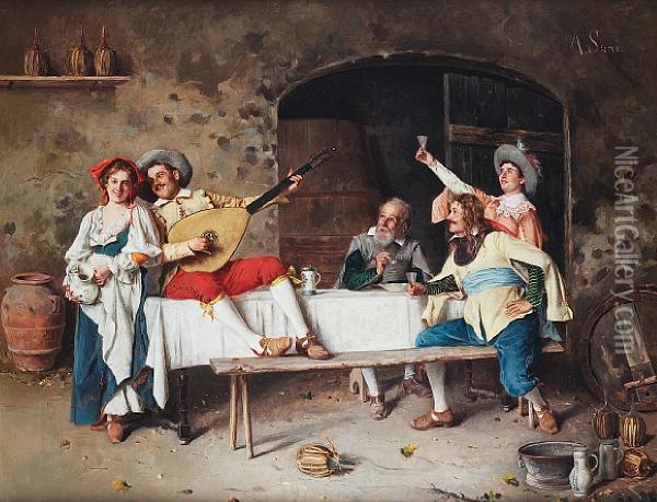 The Troubadour's Charm Oil Painting - Alessandro Sani