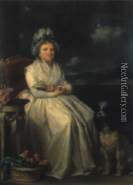Portrait D'une Femme Avec Son Caniche Oil Painting - Marguerite Gerard