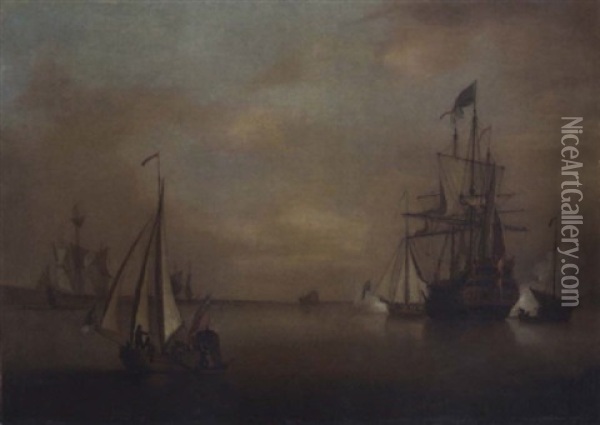 The Arrival Of The Flagship Oil Painting - Peter Monamy
