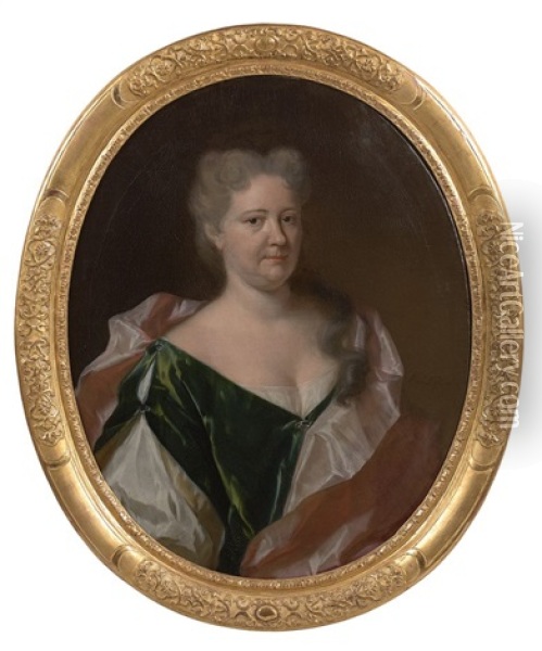 Portrait De Dame De Qualite En Buste Oil Painting - Philip van Dyk
