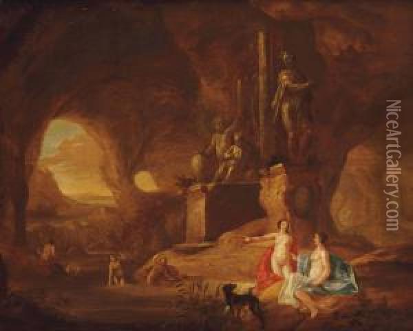 Diana And Her Nymphs In A Grotto Oil Painting - Abraham van Cuylenborch