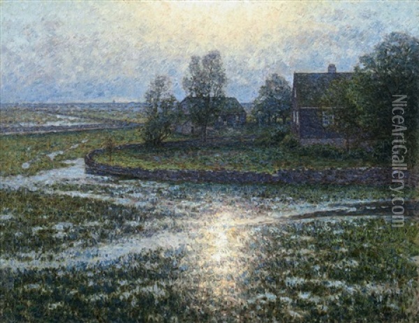 Solnedgang Over Alvaret - Segerstad, Oland Oil Painting - Per Ekstroem