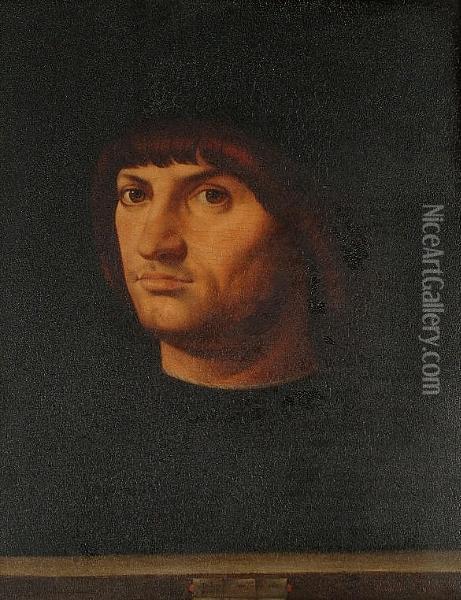 Portrait Of A Gentleman, Bust Length In Black Costume With A Black Hat Oil Painting - Antonello da Messina Messina